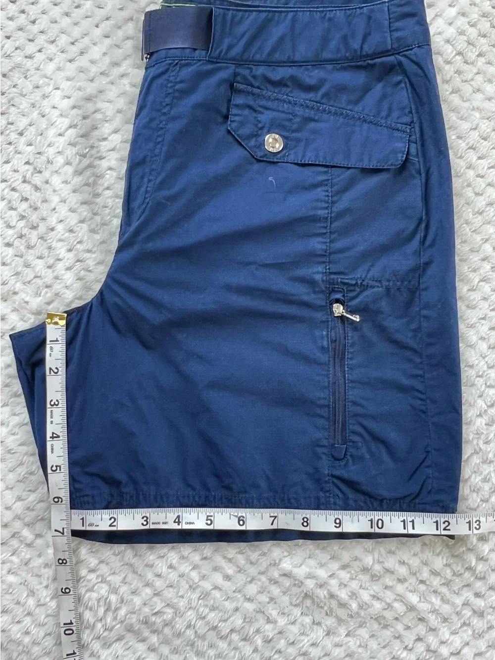 Lauren Ralph Lauren Navy Blue Belted Utility Cargo Shorts Coastal Preppy SZ 12